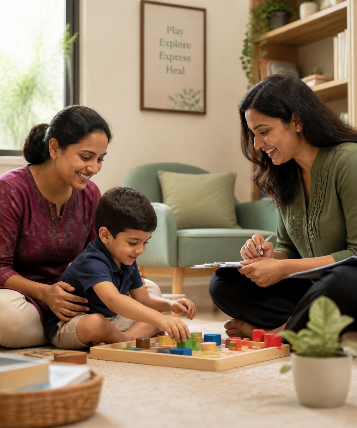 A bright, welcoming group space prepared for a supported children's program